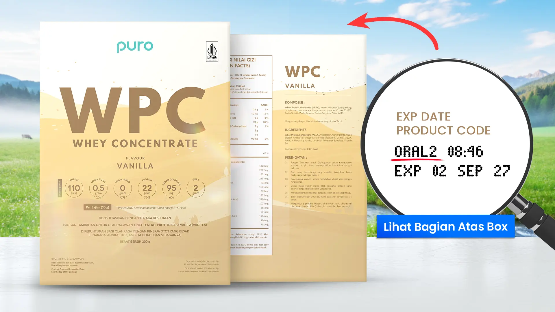 Cara menemukan batch code pada kemasan kardus PURO