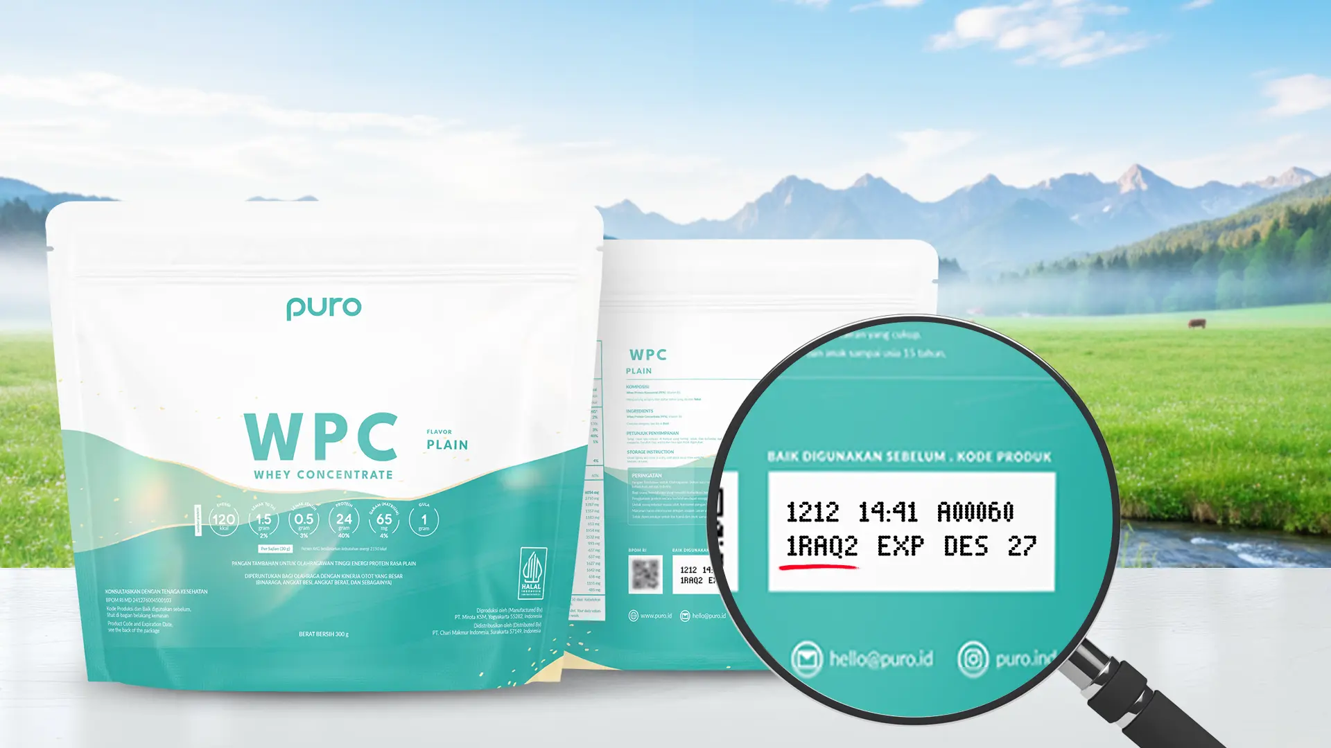 Cara menemukan batch code pada kemasan standing pouch PURO