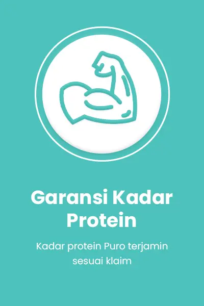 Garansi Kadar Protein PURO — jaminan akurasi minimal 90% untuk semua produk protein